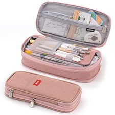 Big Capacity Pencil Case Large Pencil Pouch Stationery Pen Bag for Deep Pink