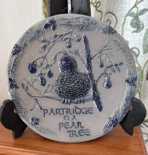 ROWE Set Of 3 Pottery Works Salt Glazed 3D Twelve Days of Christmas Plates 6”