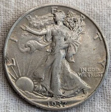 1937 Walking Liberty Half Dollar XF Extra Fine - Lower Mintage 9.5M (5% Left)  