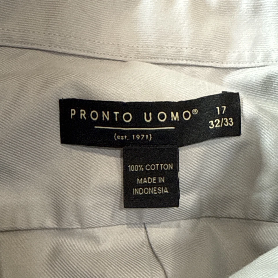 Pronto Uomo 17 32/33 Non Iron Classic Fit Gray Large Long Sleeve Dress Shirt - Image 4 of 4