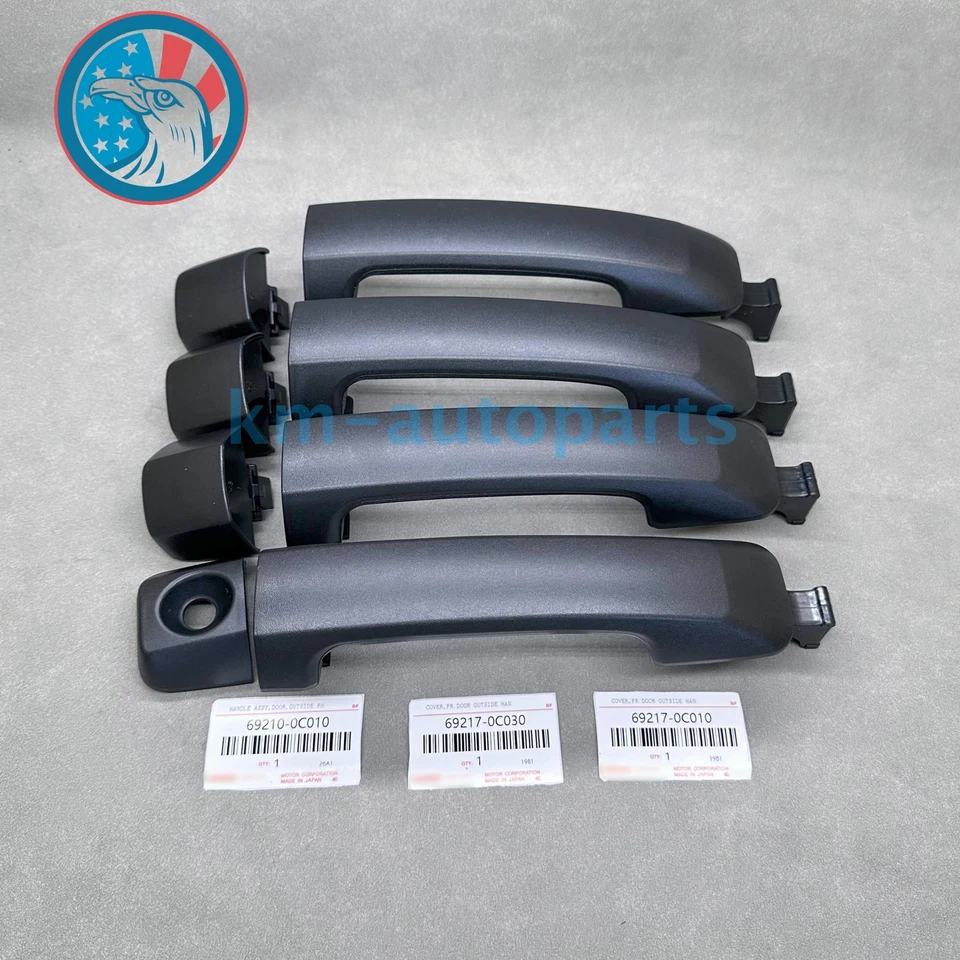 New Set of 4 Exterior Door Handles Black For 2007-2018 Toyota Tundra 69210-0C010 Foto 3 de 4