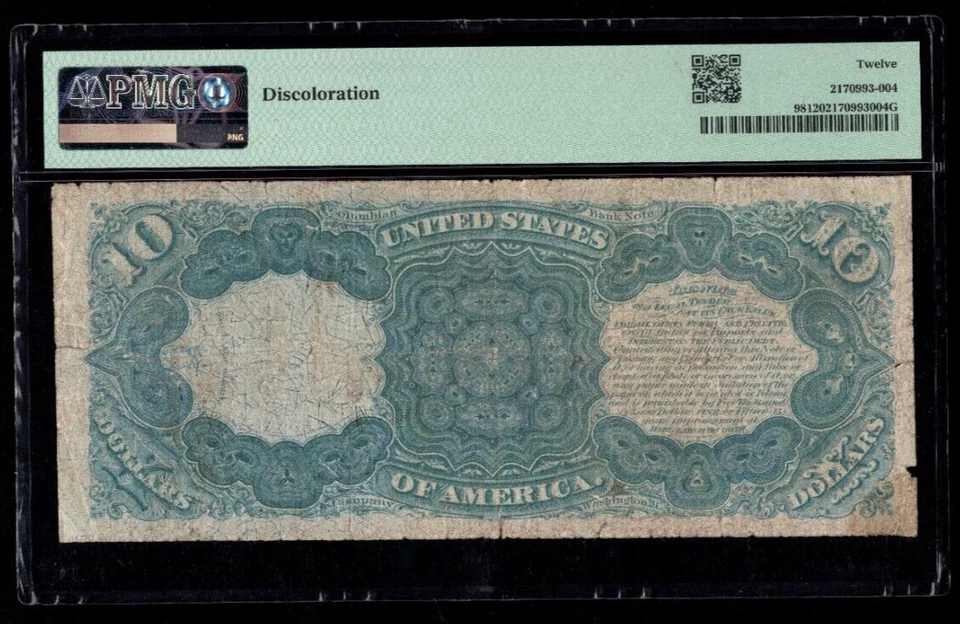 1875 FR. 98 $10 UNITED STATES NOTE PMG 12 SERIES A LEGAL TENDER SCARCE NOTE! - Image 2 of 3