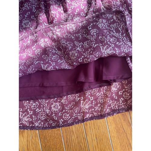 Lucky Brand Kleid Damen Small Burgund AOP Blumen Boho Cottagecore Quaste Indie - Bild 7 von 12