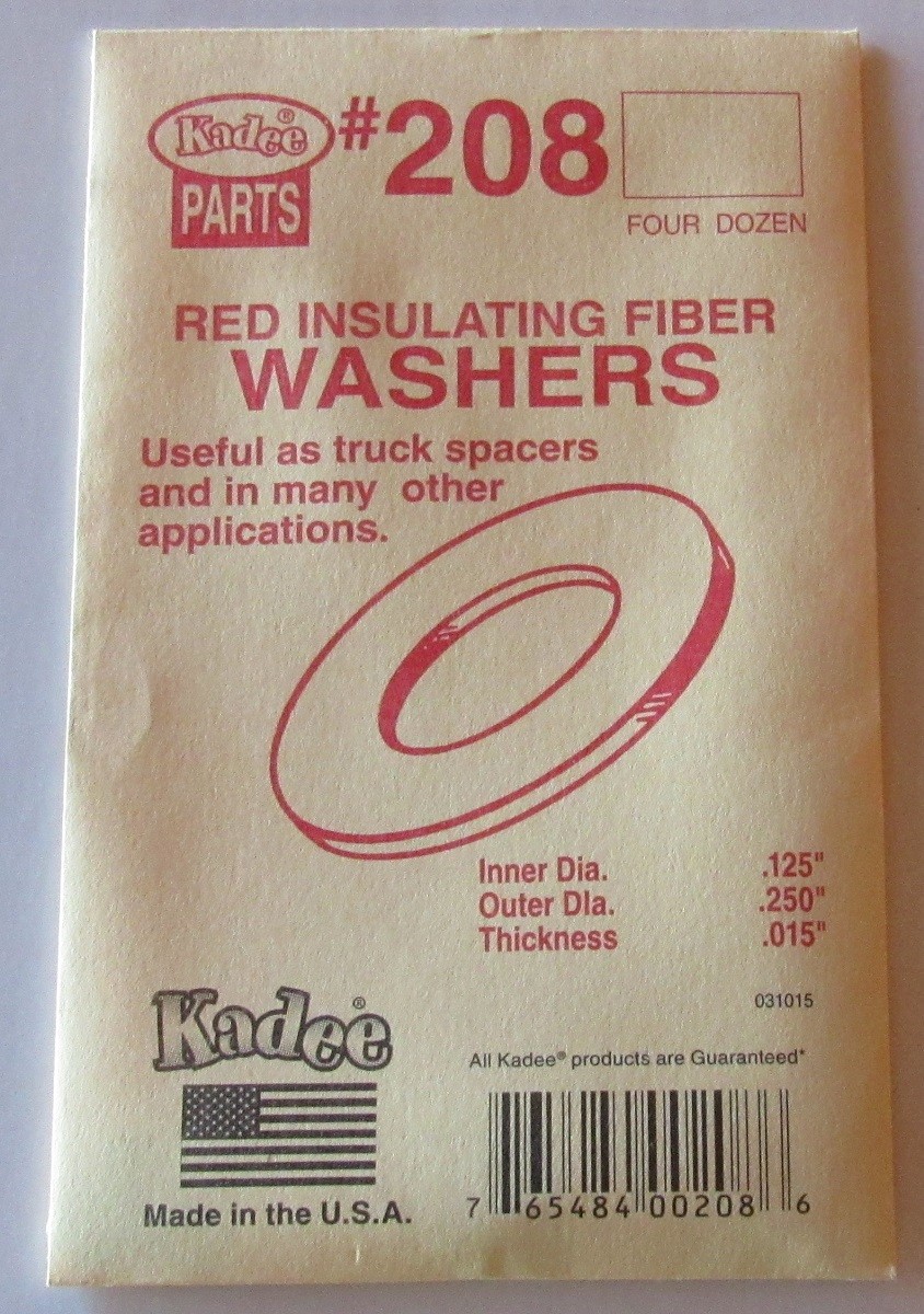 Kadee HO scale #208 ~ Red Insulating Fiber Washers .015" Thickness - 48 pcs -New
