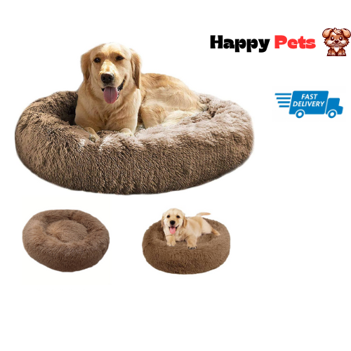 Washable Dog Bed Donut Soft Round Plush Cat Beds For Calming Pet Anti Anxiety UK eBay
