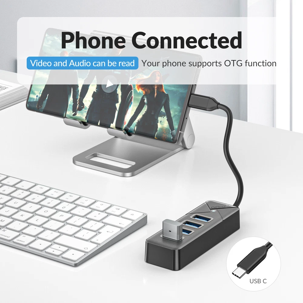4-Port USB 3.0 Hub - High-Speed Data Transfer for PC & Laptop