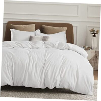 Bedsure White Duvet Cover King Size - Soft Double King (104'' x 90'') 00 - White