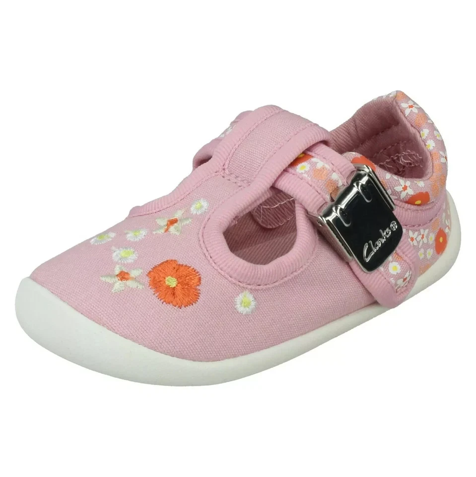 Clarks Roamer Sol Lona Primeros Zapatos Infantes Niños Pequeños PreWalkers Niñas Niños Foto 4 de 4