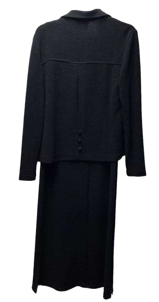 Maxi Vestido Traje De Colección Donna Ricco 8 Negro 2 Piezas Texturizado Cóctel Noche Años 80 Foto 3 de 4