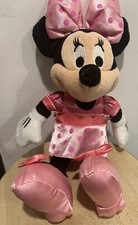 Disney Baby Minnie Mouse Pink Polka Dot Dress Bow Stuffed Plush Doll