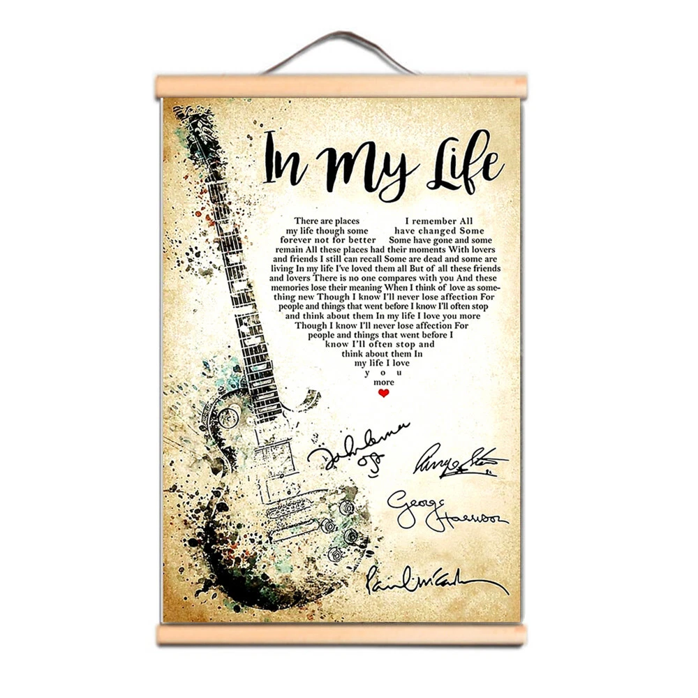 My Life Guitar Lyrics Vintage Wall Art Decor Poster Canvas Print Scroll Painting
