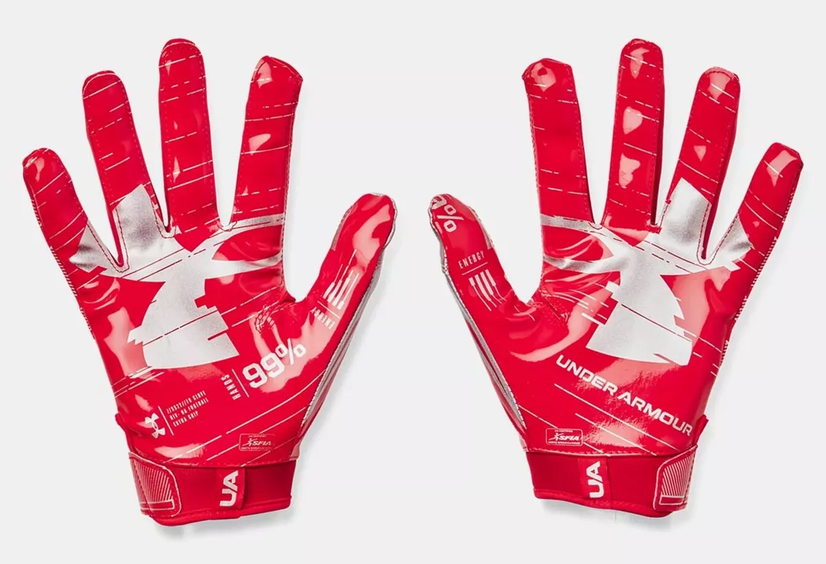 Under Armour Men s UA F8 Football Gloves 1368851 600 Red Metallic Silver