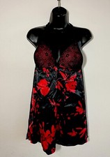 Lingerie Babydoll Dress Nightgown Linea Donatella Sheer Black And Red Sz Large