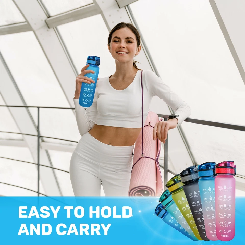 Sports Motivational Drinking Water Bottle With Time Marker 32 Oz BPA Free - Image 4 of 4