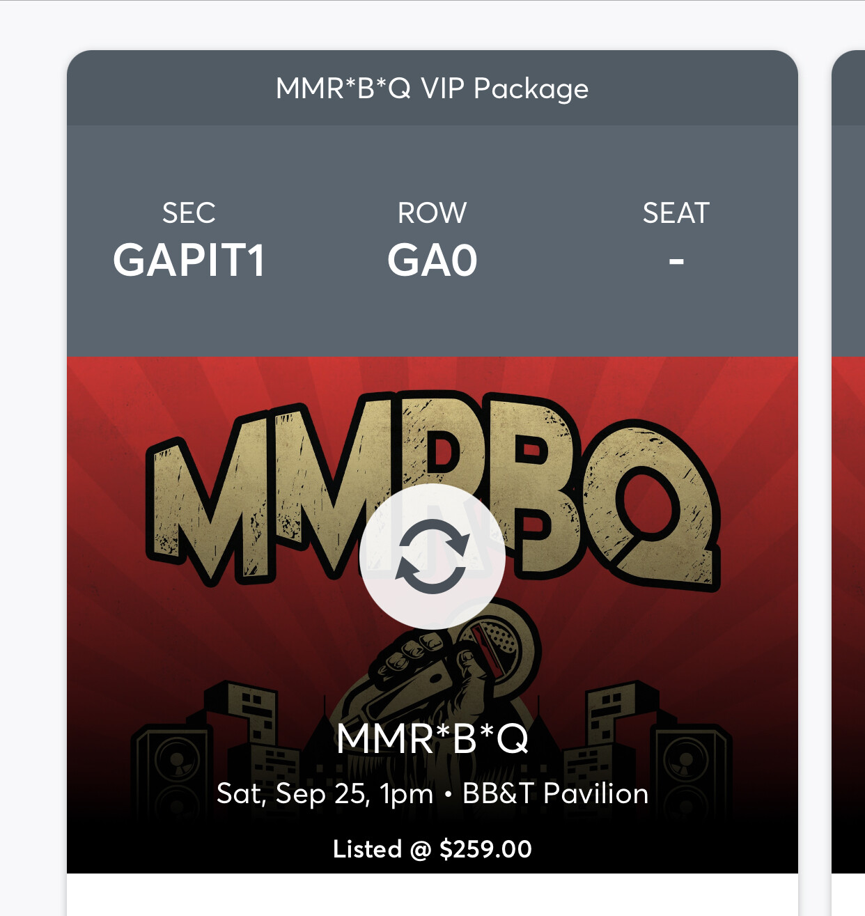 Last minute ticket sale 2 MMR*B*Q concert tickets Saturday 9/25 VIP