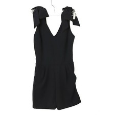 Aqua Cora Scuba Romper XS Bow Shoulder Sleeveless Navy Blue NEW Tag B65