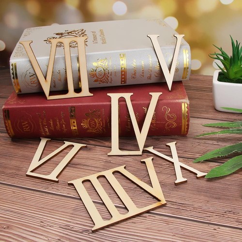 DIY Laser Cut Craft Pieces Wooden Roman Numerals Wood Chip Clock Accessories - Picture 7 of 9