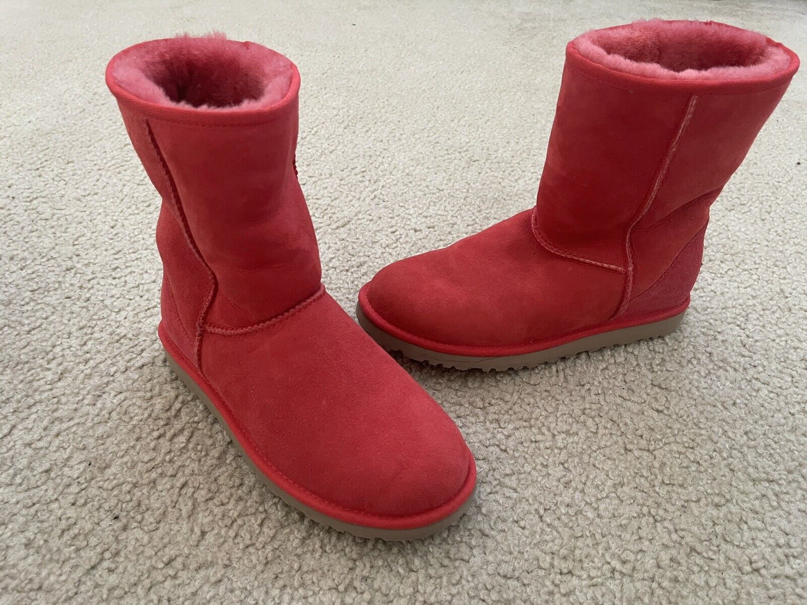womens red ugg boots-size 7 & 8(please read description)