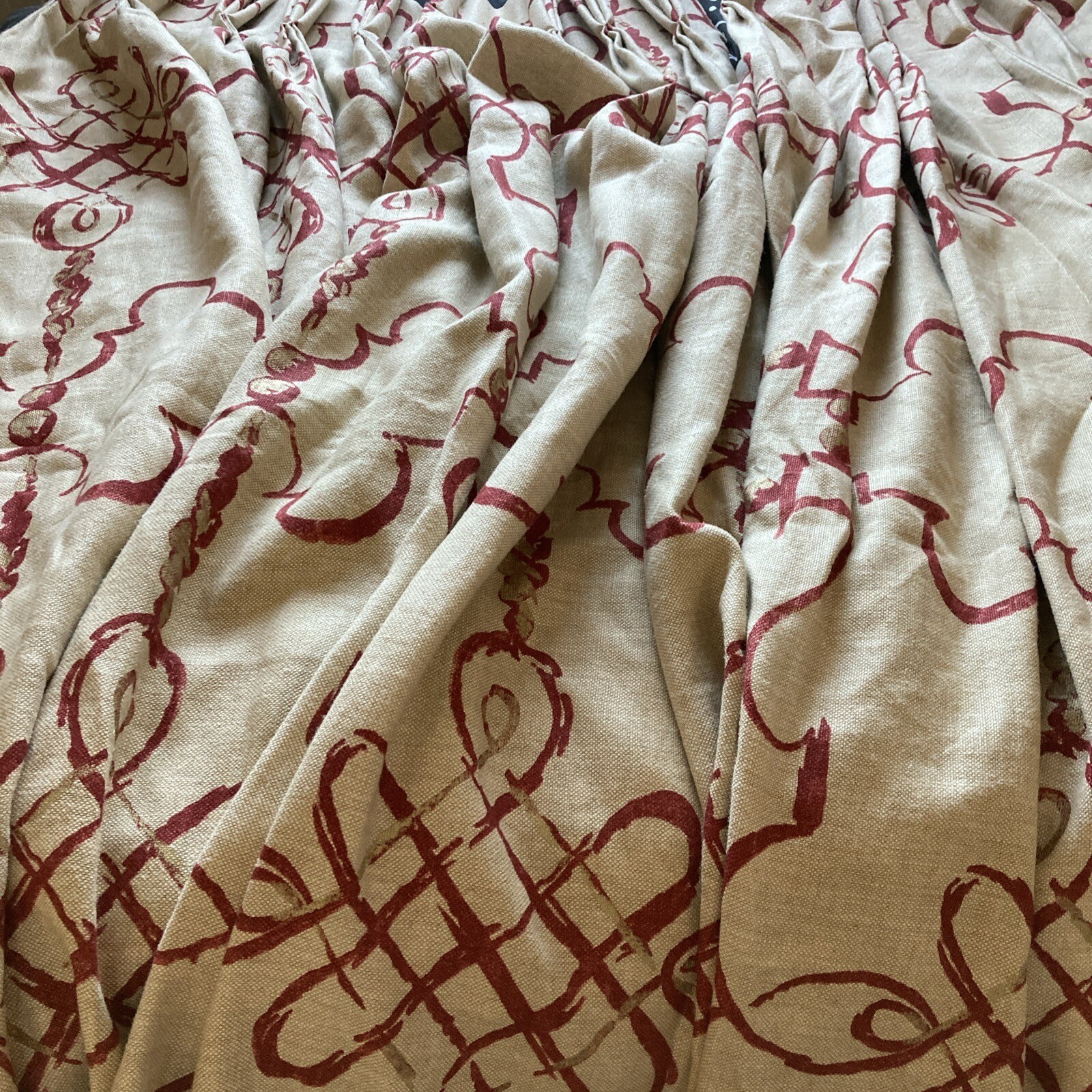 HUGE Nina Campbell PORTAVO french Pleated Weighted Curtains W100” X L82