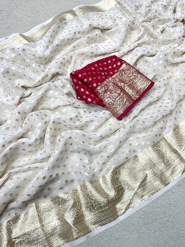 Viscose Georgette Saree,All-Over Small Butti Work Saree - Picture 22 of 30