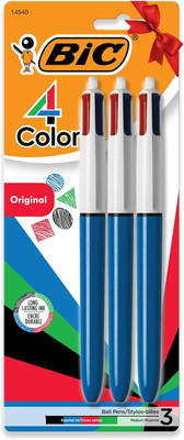 BIC 4-Color Original Retractable Ball Pens, Medium Point (1.0Mm), 3-Count Pack, 