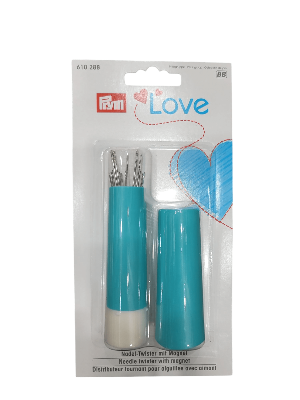 Prym Love Needle Twister – Mint Plastic Case with 19 Sewing Needles