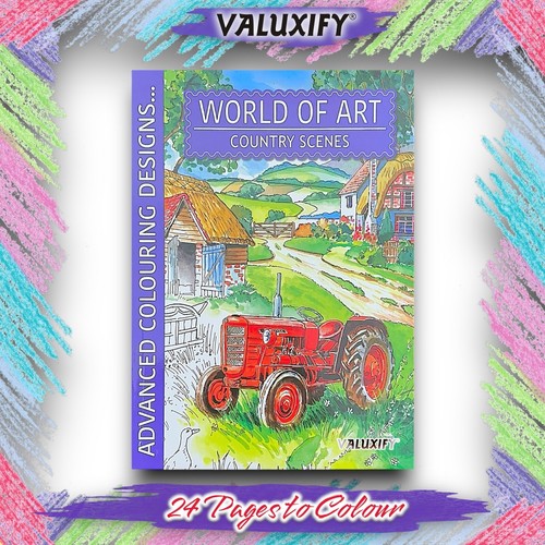 Advanced ADULT COLOURING BOOK Antistress Therapy COUNTRY SCENES WITH 18 PENCILS - Imagen 3 de 11