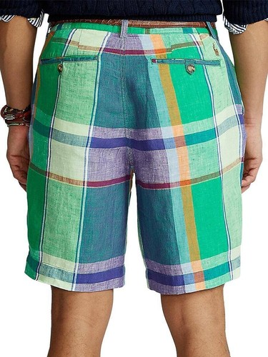$ 125 Neu mit Etikett Polo Ralph Lauren klassische Passform 9" Madras karierte Leinenshorts für Herren Größe 33 - Bild 5 von 7