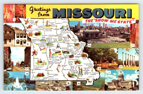 Missouri Fun Map unbespielt alte Postkarte SBP6