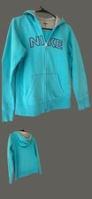 Girls Nike Size XL Zip Up Teal Hooded Sweatshirt Jacket VGUC Pink stitching