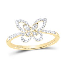10K Yellow Gold 1/5 Cttw Diamond BUTTERFLY FASHION RING