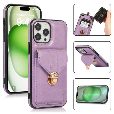 For iPhone 16 Pro Max 15 Plus 14 13 12 11 XR Wallet Phone Case Shockproof Cover
