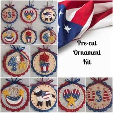 Pre-Cut Wool Blend Felt Stars and Stripes Ornament Kit - Mini Penny Rug
