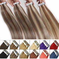 Seamless Tape in Hair Extensions Skin Weft Remy Human Hair Balayage Highlight 9A