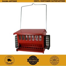 Bird Feeder Squirrel Proof Heavy Duty Metal Hanger Double Sided Hopper Red
