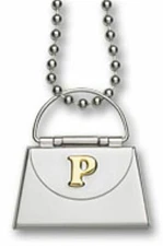 Gold Stainless Steel 'P' Initial Locket Envelope Purse Pendant Charm Necklace