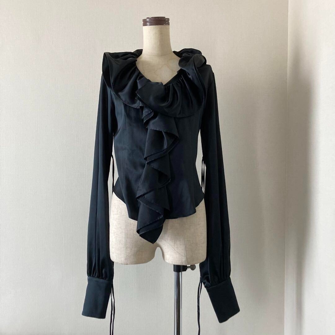 alice auaa シャツ Alice Auaa Ruffled Long Sleeve Shirt with Ribbon Detail From