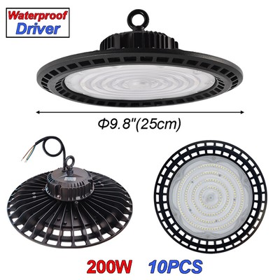 10 Pack Garage Lights Small Round UFO Led Shop Light 200W 20000Lm 6500K Daylight