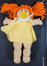 Vintage 1982- Cabbage Patch Kids Doll w Clothes Red Hair Girl Yellow Dress