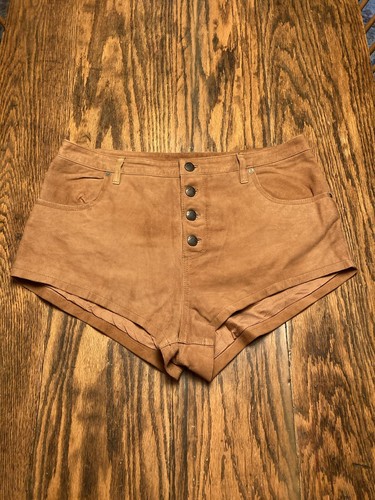 Free People freche Hobo-Shorts Ziegenveloursleder Größe 12 Knopfleiste Rarität!