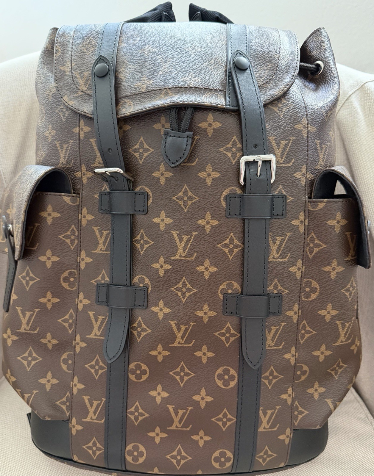 Louis Vuitton Christopher MM Backpack – Monogram Macassar Canvas Mint Condition