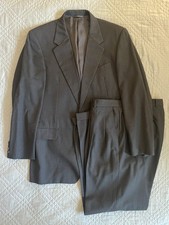 HICKEY FREEMAN Canterbury Subtle Stripe Wool Suit in Charcoal Gray Size 42 L