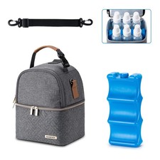 Breastmilk Cooler Bag with Ice Pack Fits 6 Baby Bottles up to 9 Ounce, Breast...