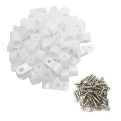 Alamic Cable Clamp R-Type Clip Wire 1/2  Nylon 1/2'' White, White 