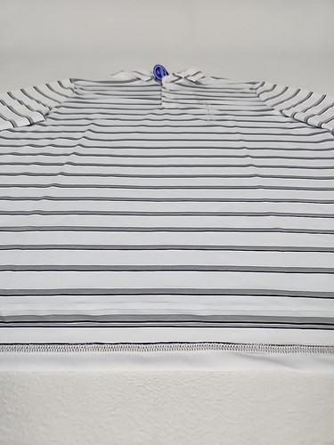 Polo de golf Ralph Lauren RLX calce clásico manga corta para hombre L blanco gris a rayas - Imagen 6 de 11