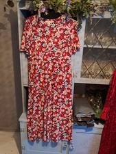 Red Flowery Seasalt  Dress . Size 14.