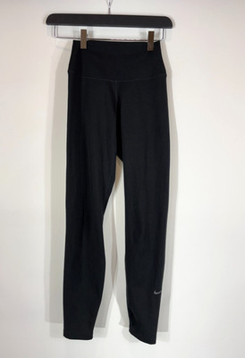 NIKE One Dri-Fit Damen XS Leggings Sport Schwarz Full Lenght Logo