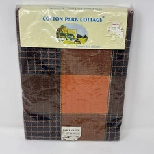 Cotton Park Cottage Halloween Tablecloth 50”x 70” Oblong Black Orange Plaid