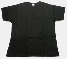 Scrub Top Womens L Black 2 Front Patch Pockets Short Sleeves Medical NWOT