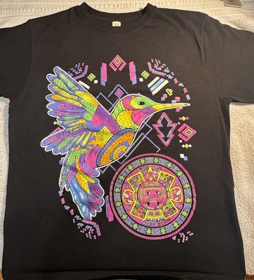 King Playeras Black Cotton Aztec Bird Graphic Crew Neck T-Shirt Men's M